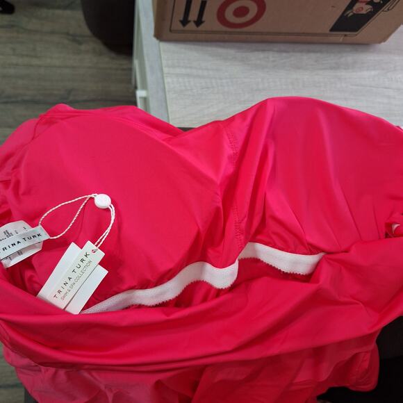 New Trina Turk Monaco Off the Shoulder Ruffle One-Piece Swimsuit pink size 20 - Picture 6 of 6